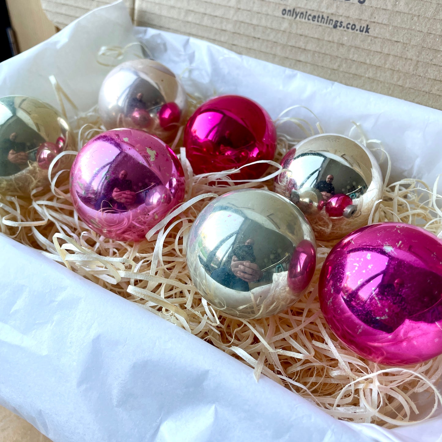 Seven Pastel Vintage Christmas Decorations