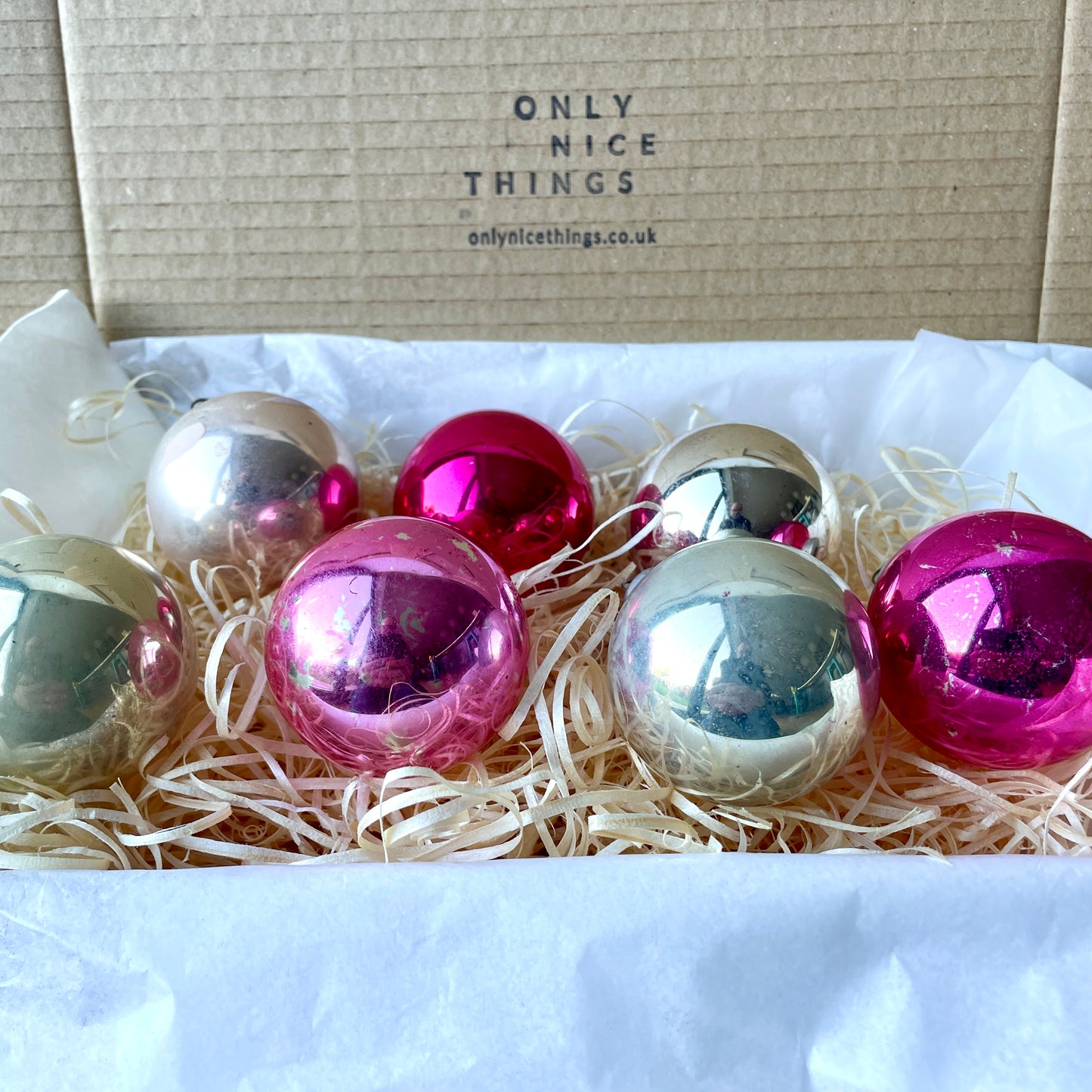 Seven Pastel Vintage Christmas Decorations