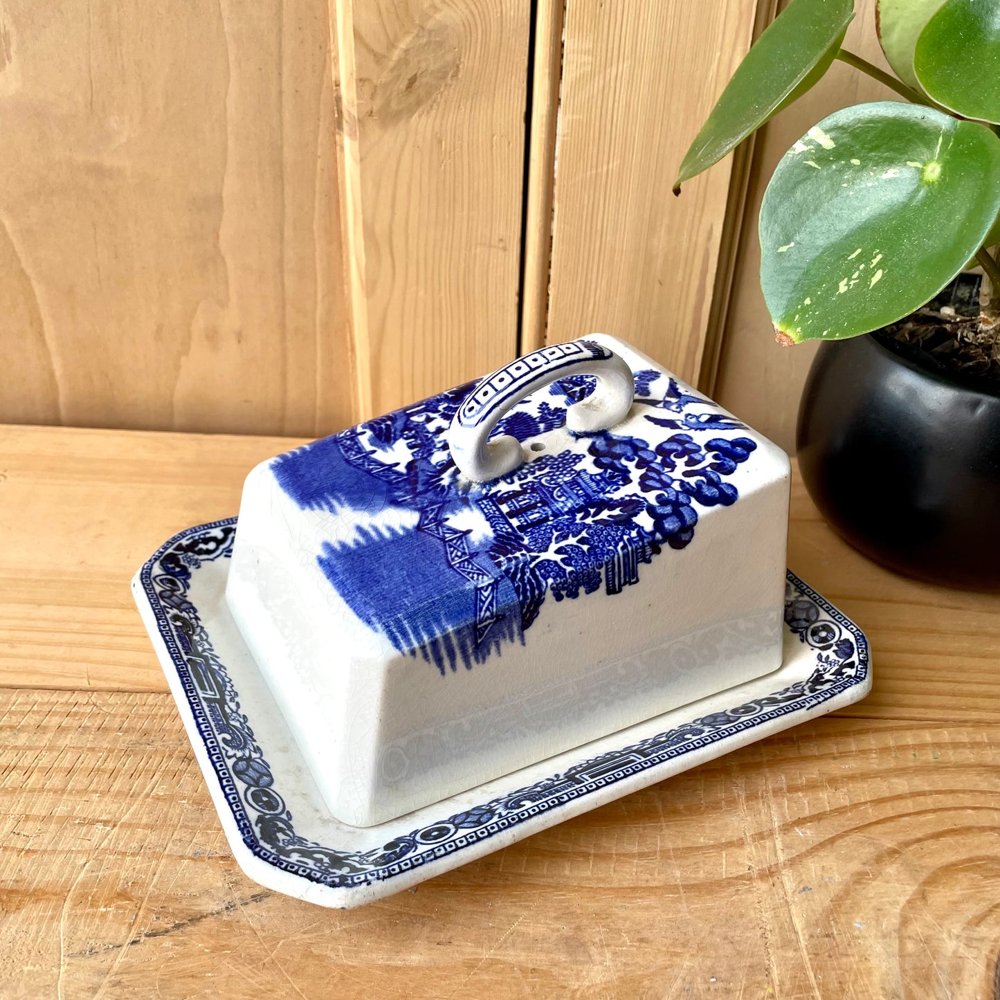 Vintage Blue & White Cheese Dish