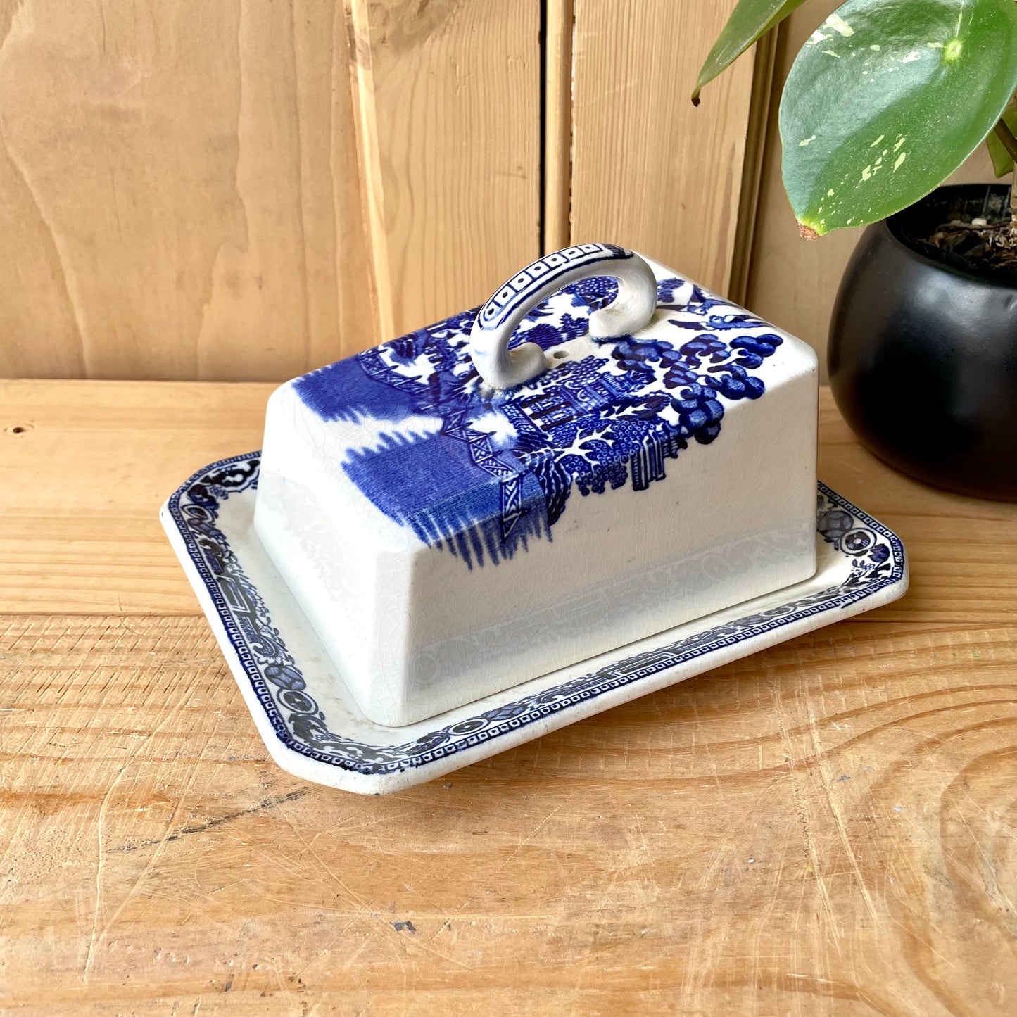 Vintage Blue & White Cheese Dish