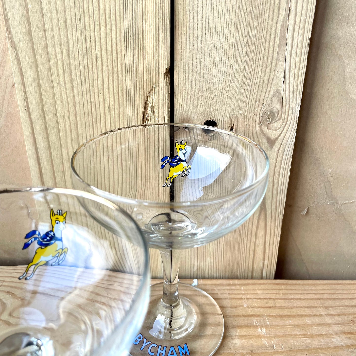 Four 1970s Babycham glasses