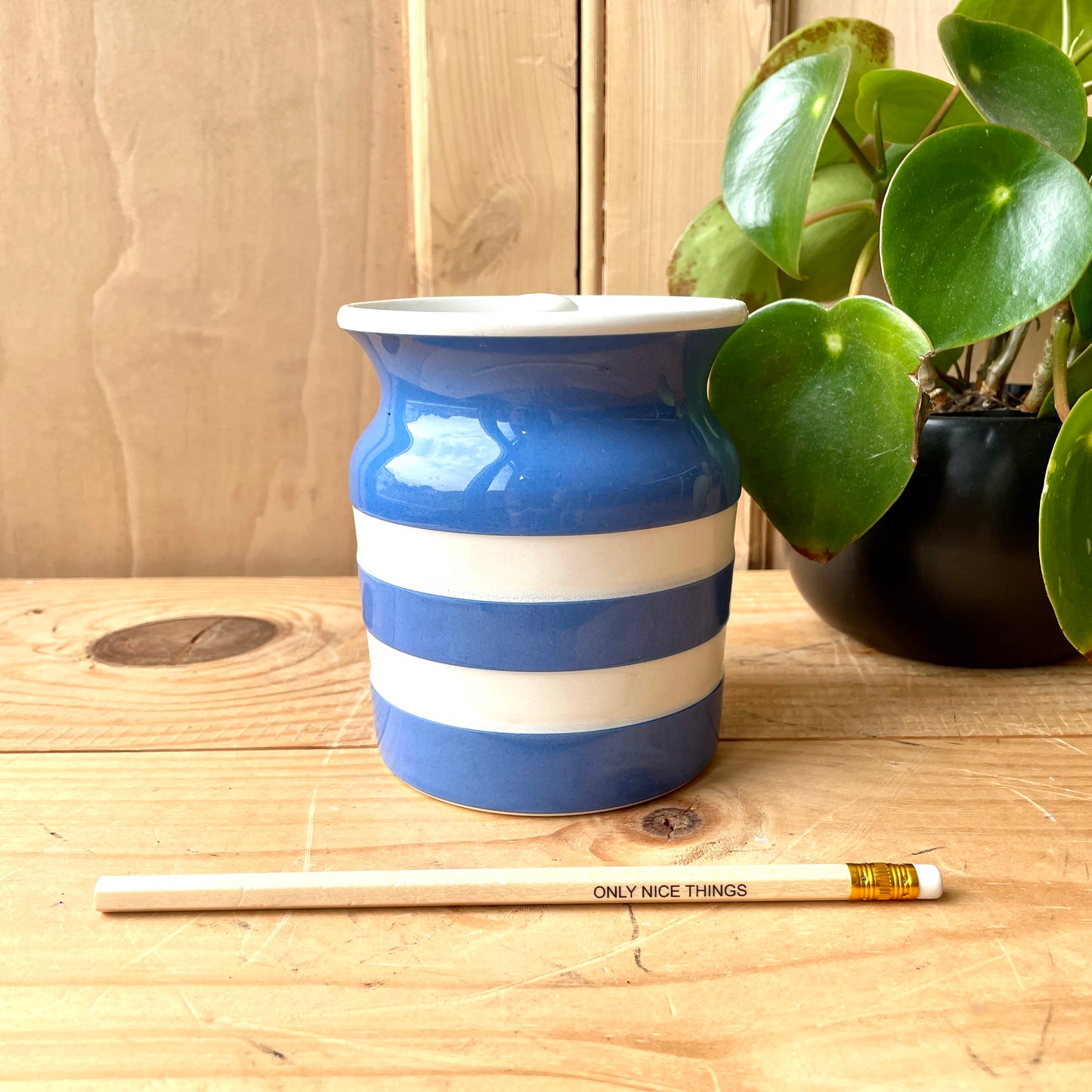 Vintage TG Green Blue and White 1930s Canister