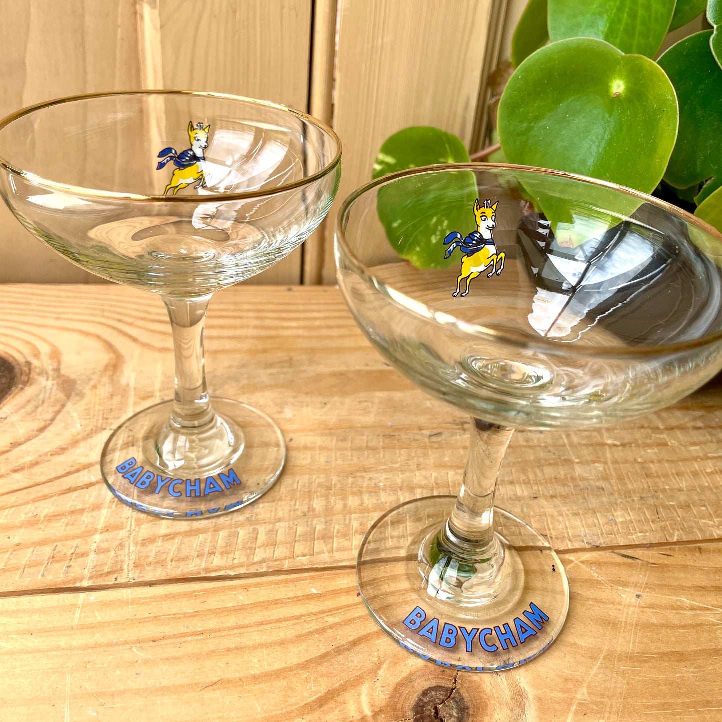 Pair of 1970s Babycham glasses