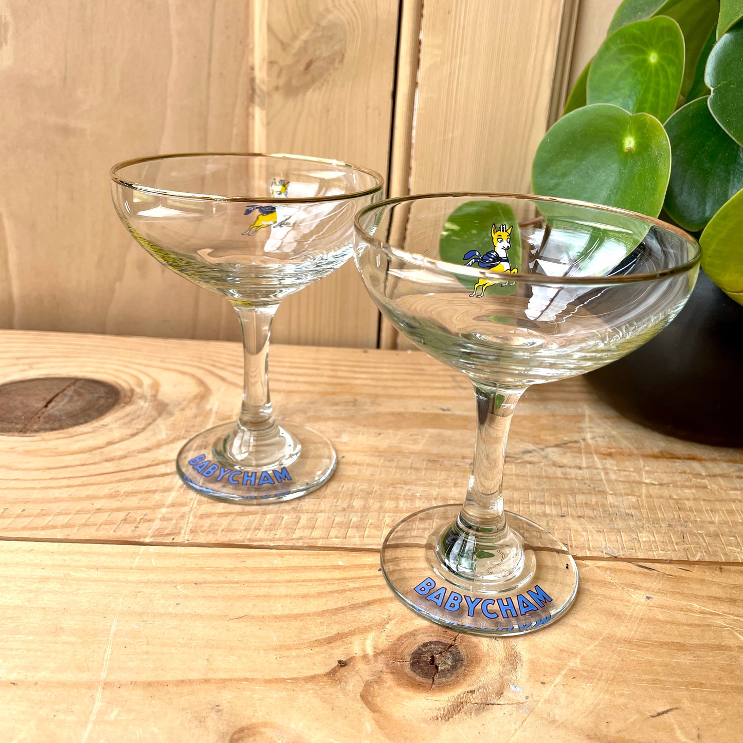 Pair of 1970s Babycham glasses