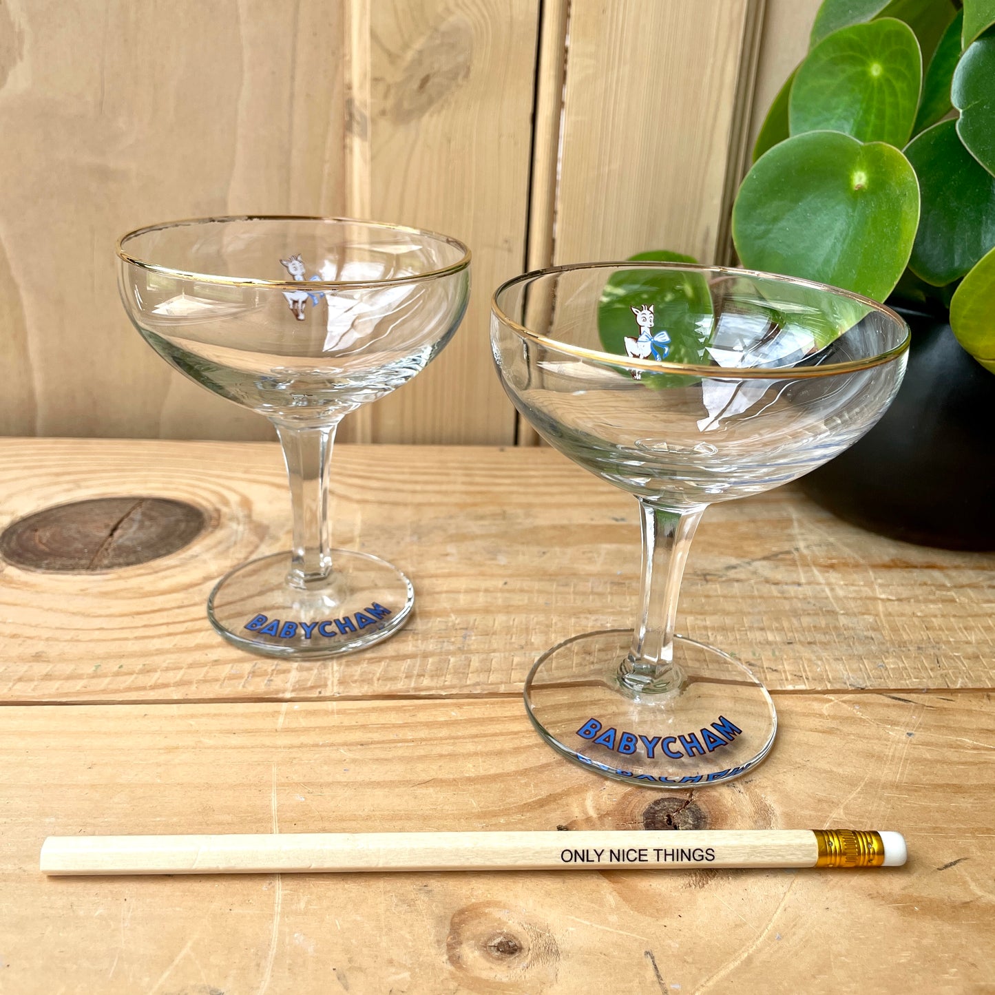 Pair of 1950s Babycham glasses