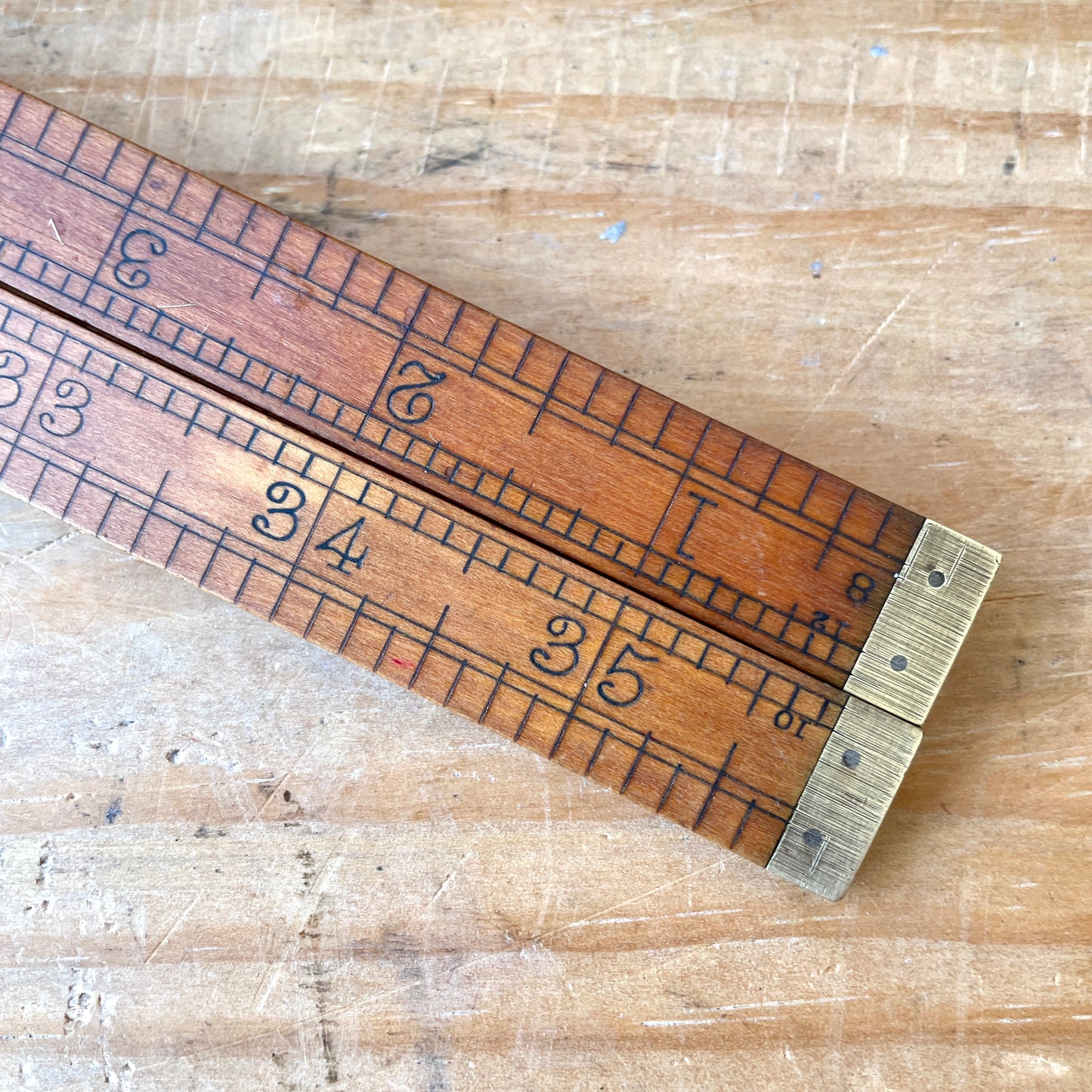 Vintage Folding Boxwood Rules