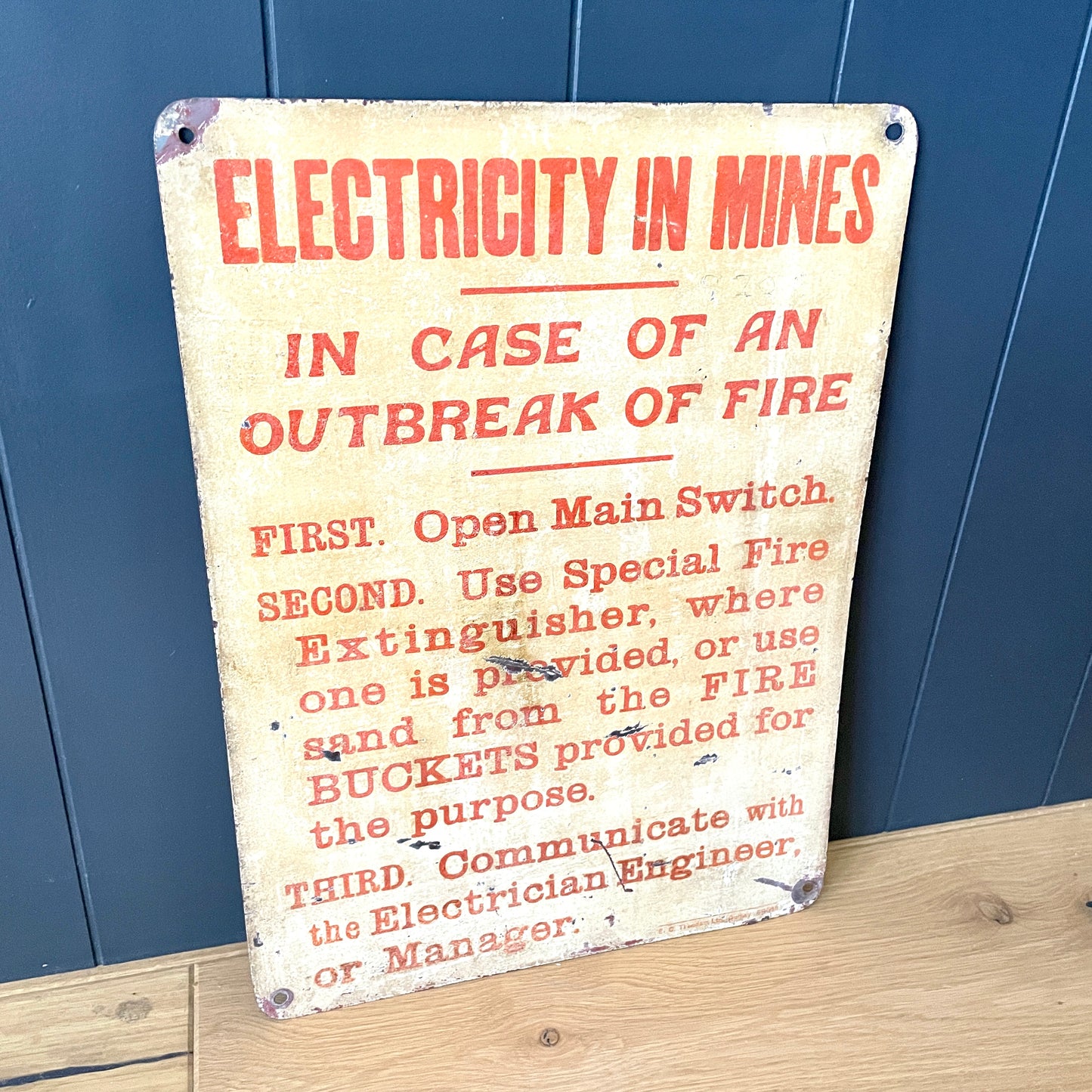 Original Enamel Fire Safety Sign