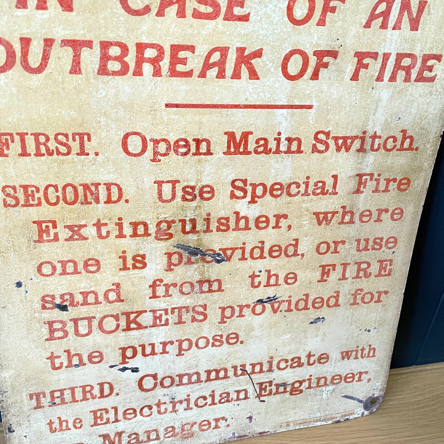 Original Enamel Fire Safety Sign