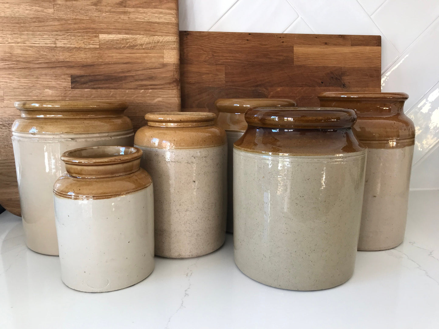 Vintage stoneware jars