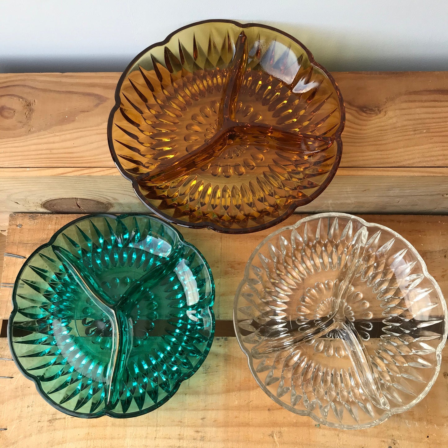 Pressed glass divided dish