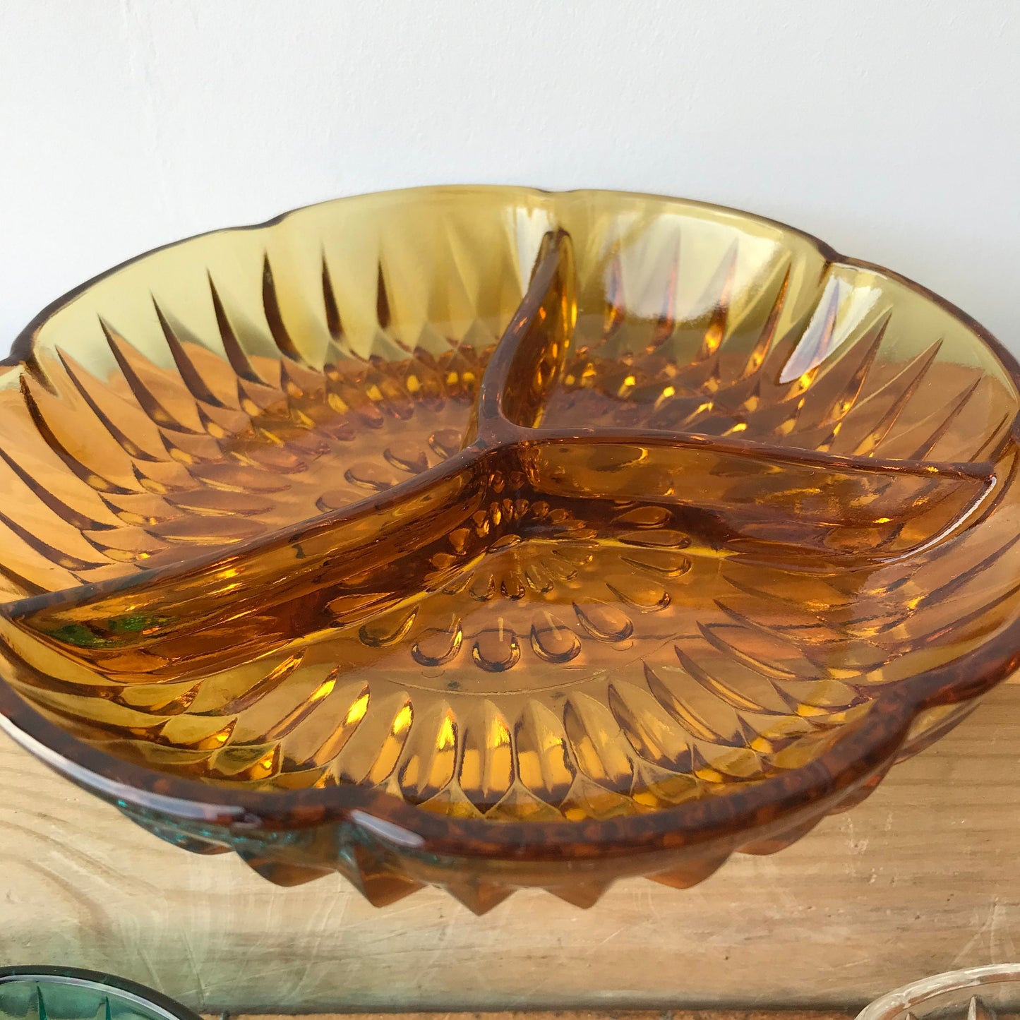 Pressed glass divided dish