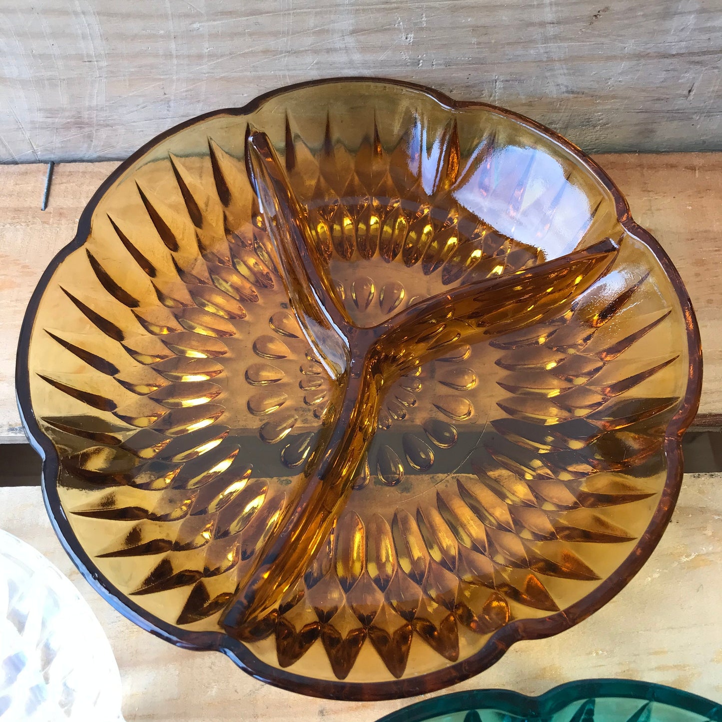 Pressed glass divided dish