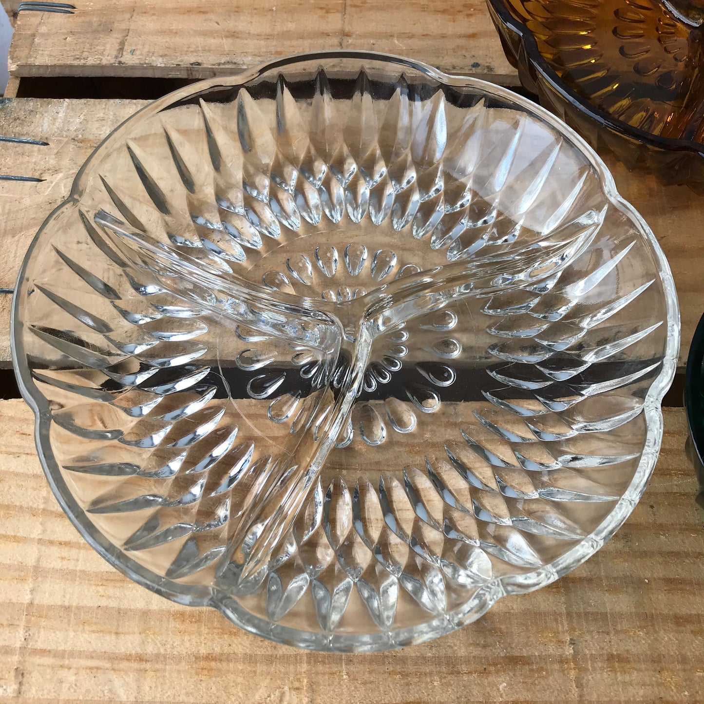Pressed glass divided dish