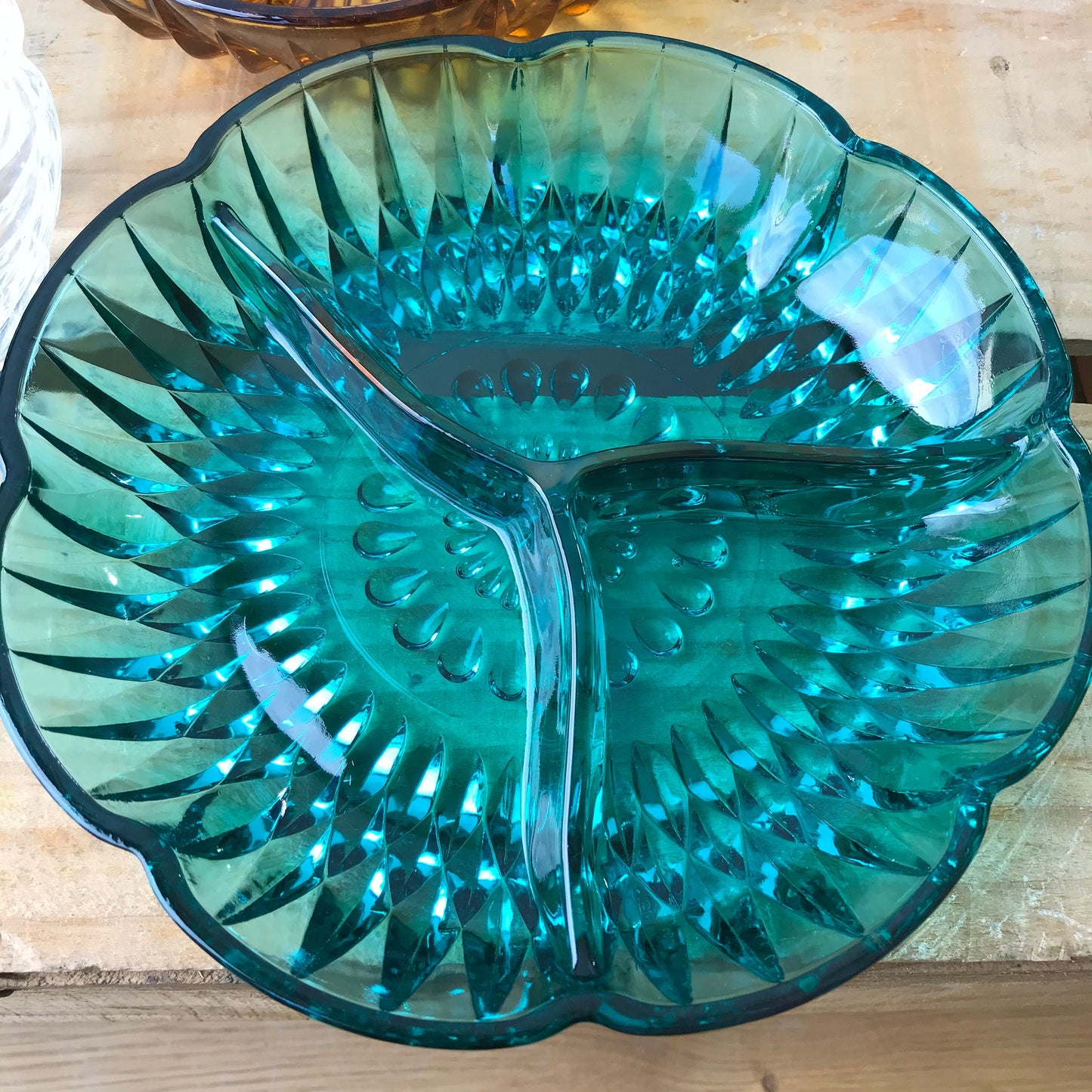 Pressed glass divided dish