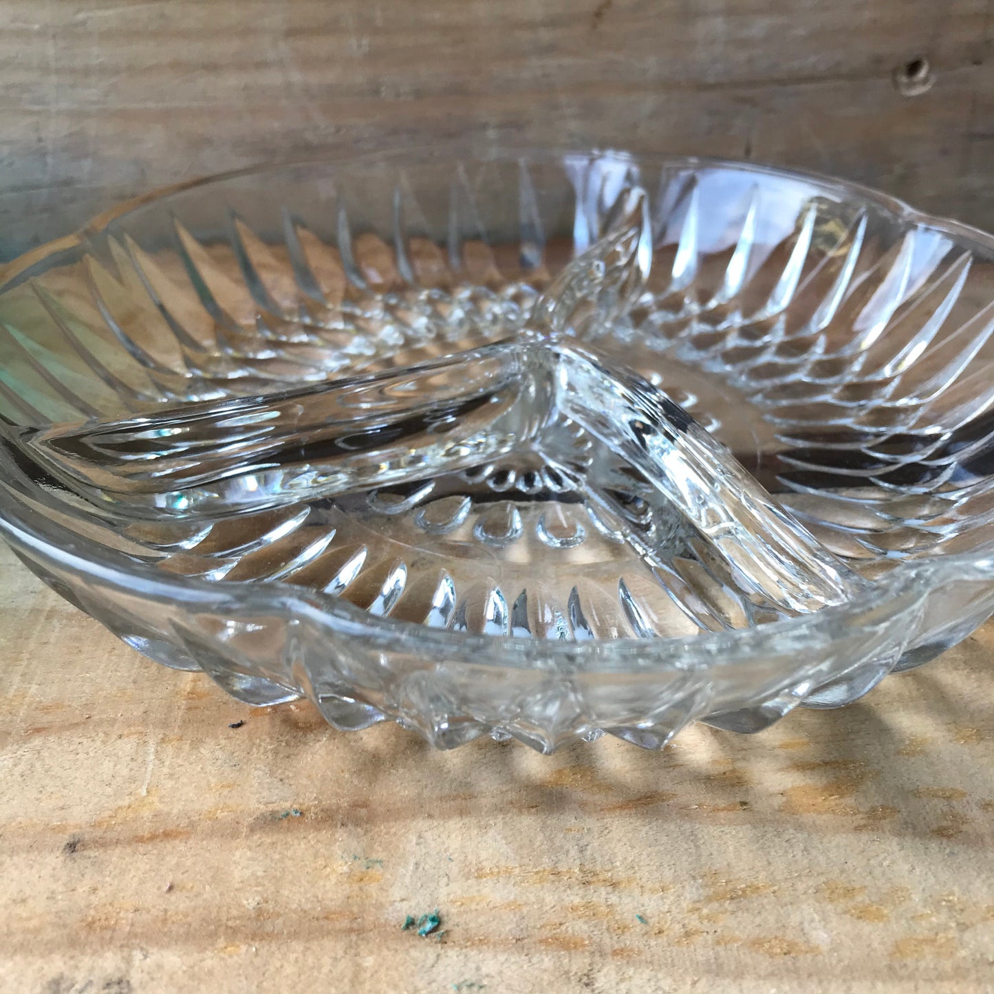 Pressed glass divided dish