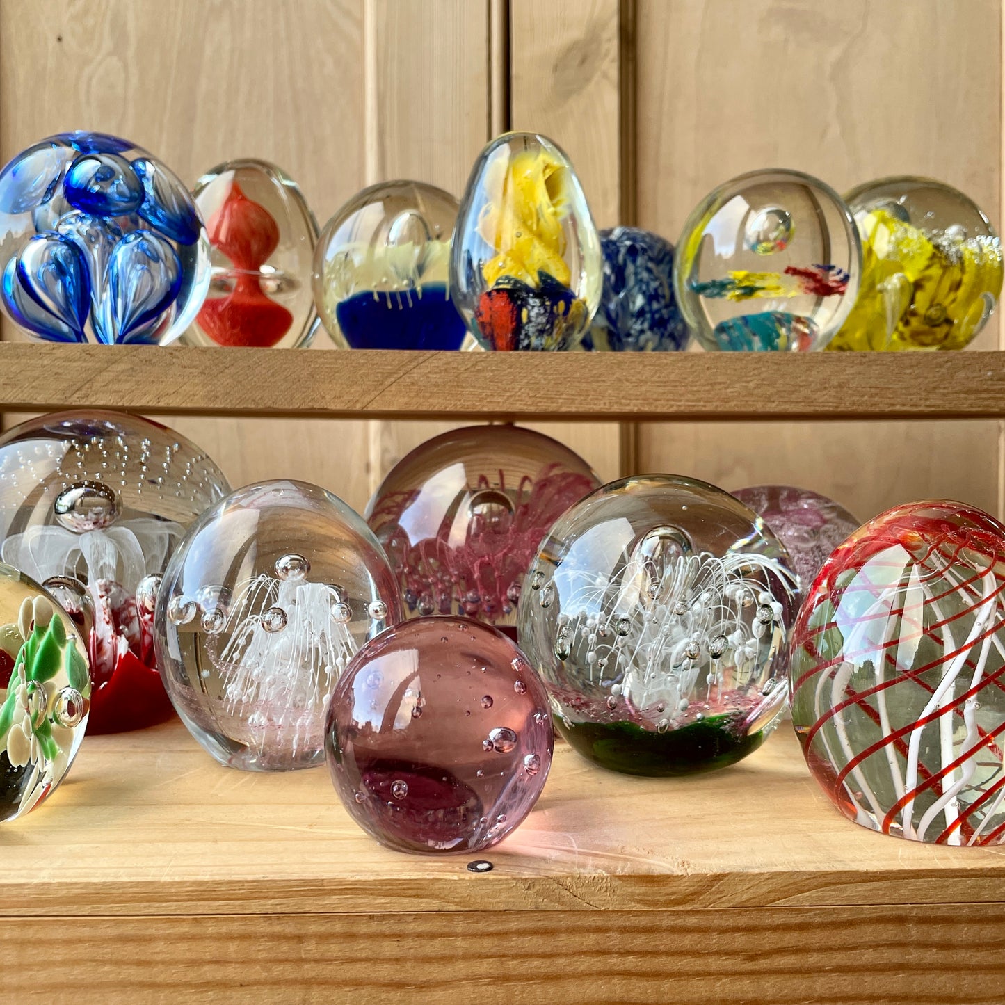 Vintage handblown glass paperweights