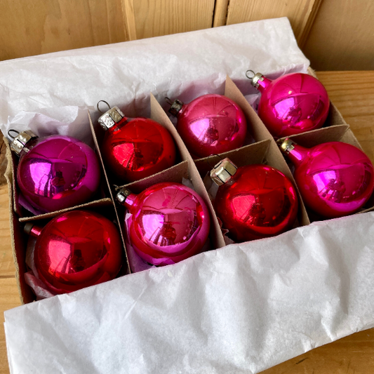 Vintage pink and red baubles