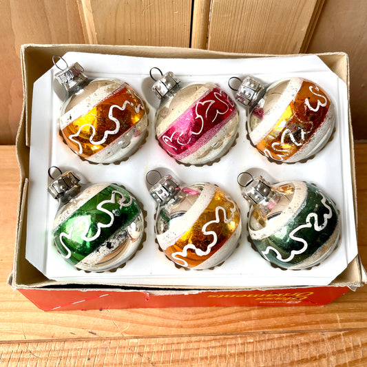 Boxed vintage hand painted baubles