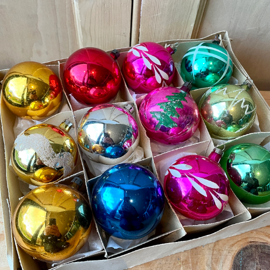 Vintage hand painted baubles