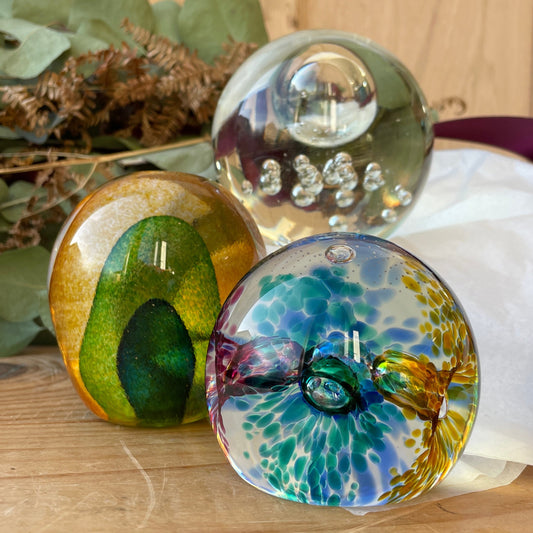 Vintage handblown glass paperweights