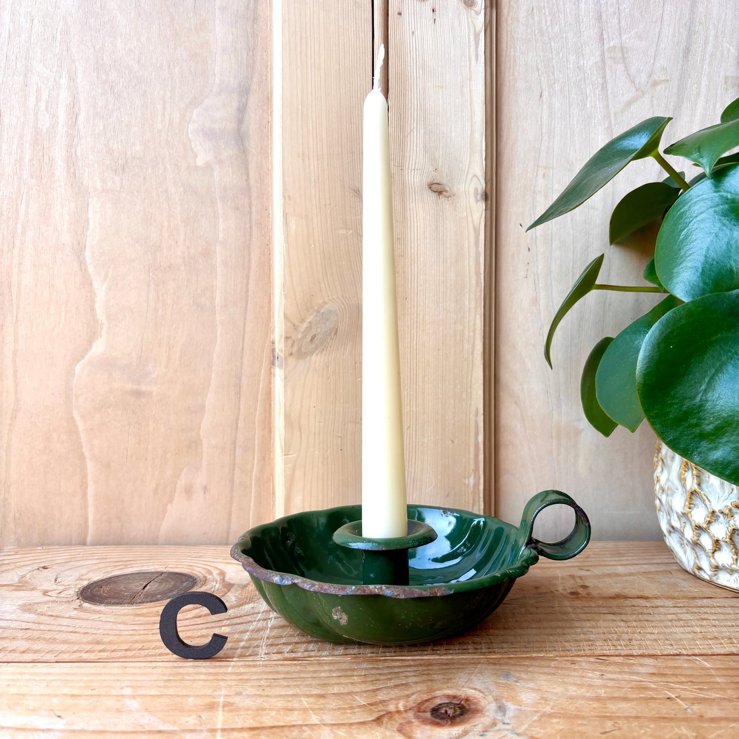 Vintage enamel candle holders