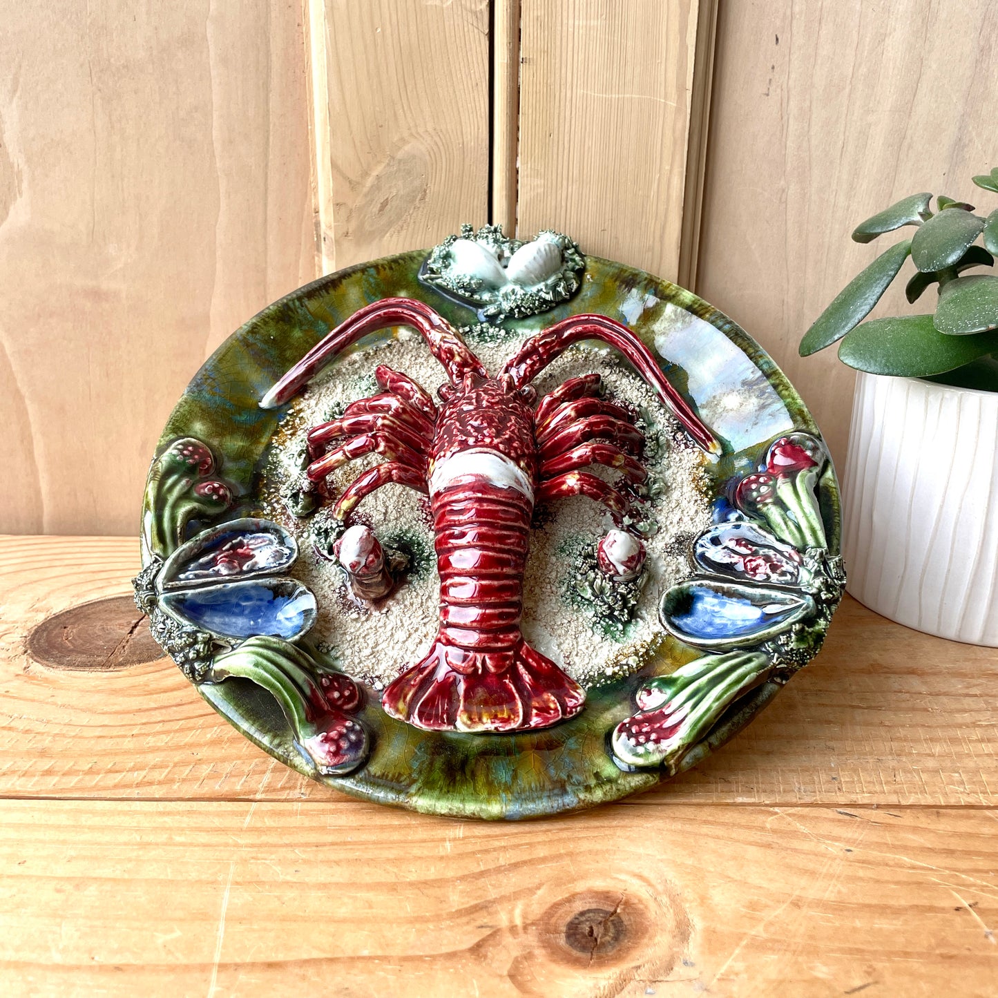 Vintage Majolica Caldas da Rainha Lobster plate