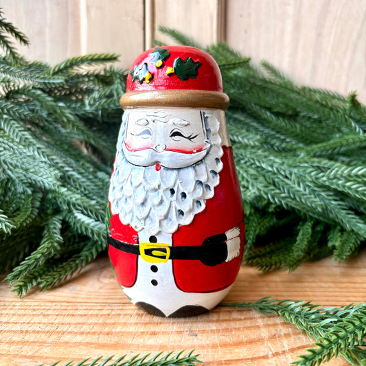 Vintage handpainted stacking Santa