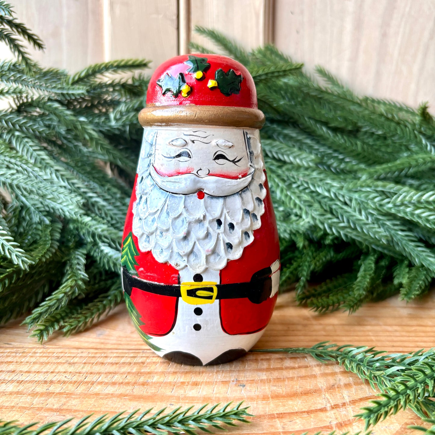 Vintage handpainted stacking Santa