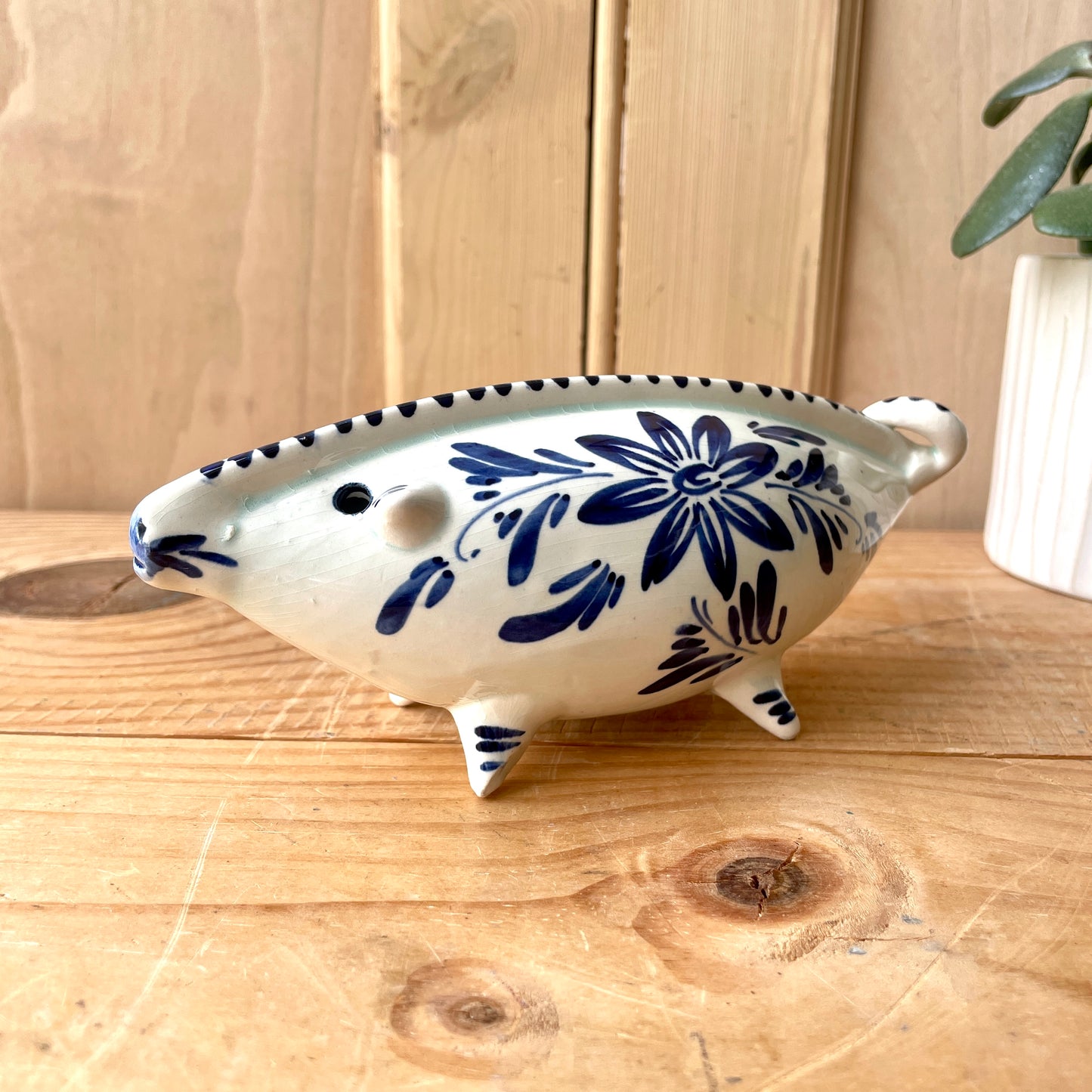 Vintage Delft "Fish Pig" Piggy Banks