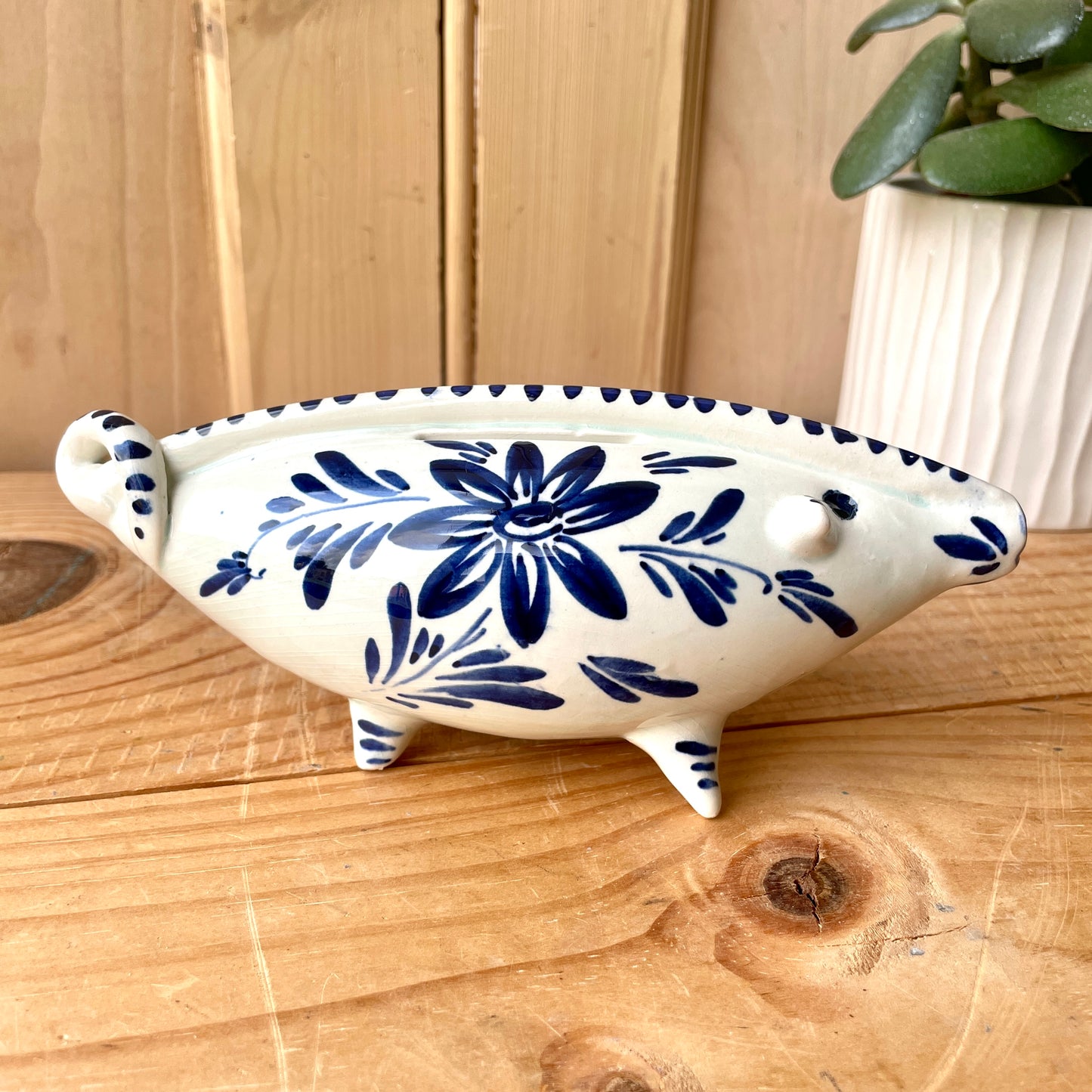 Vintage Delft "Fish Pig" Piggy Banks