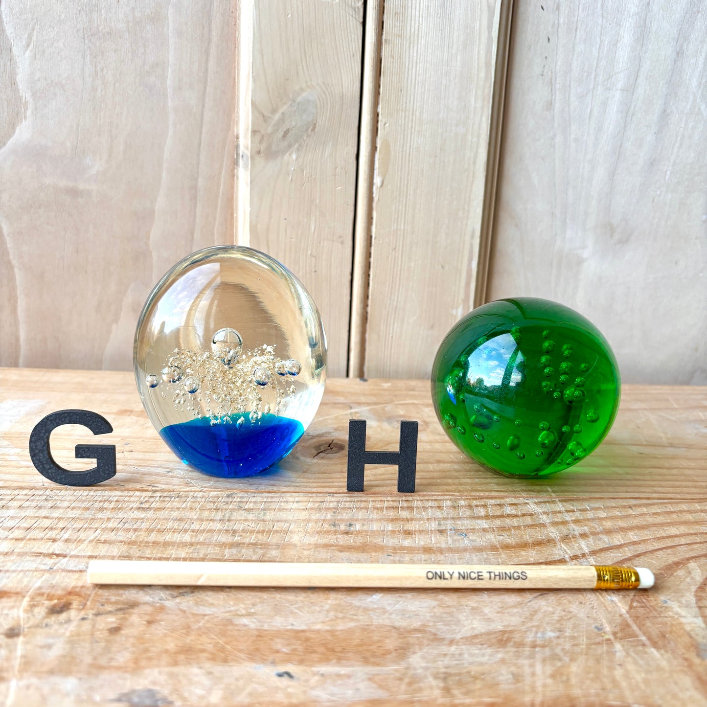 Vintage handblown glass paperweights