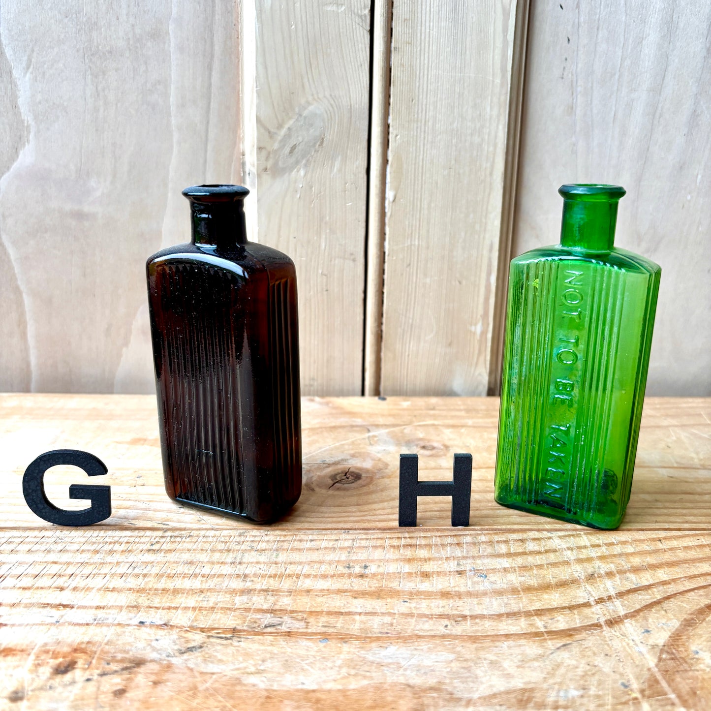 Vintage chemist and poison bottles