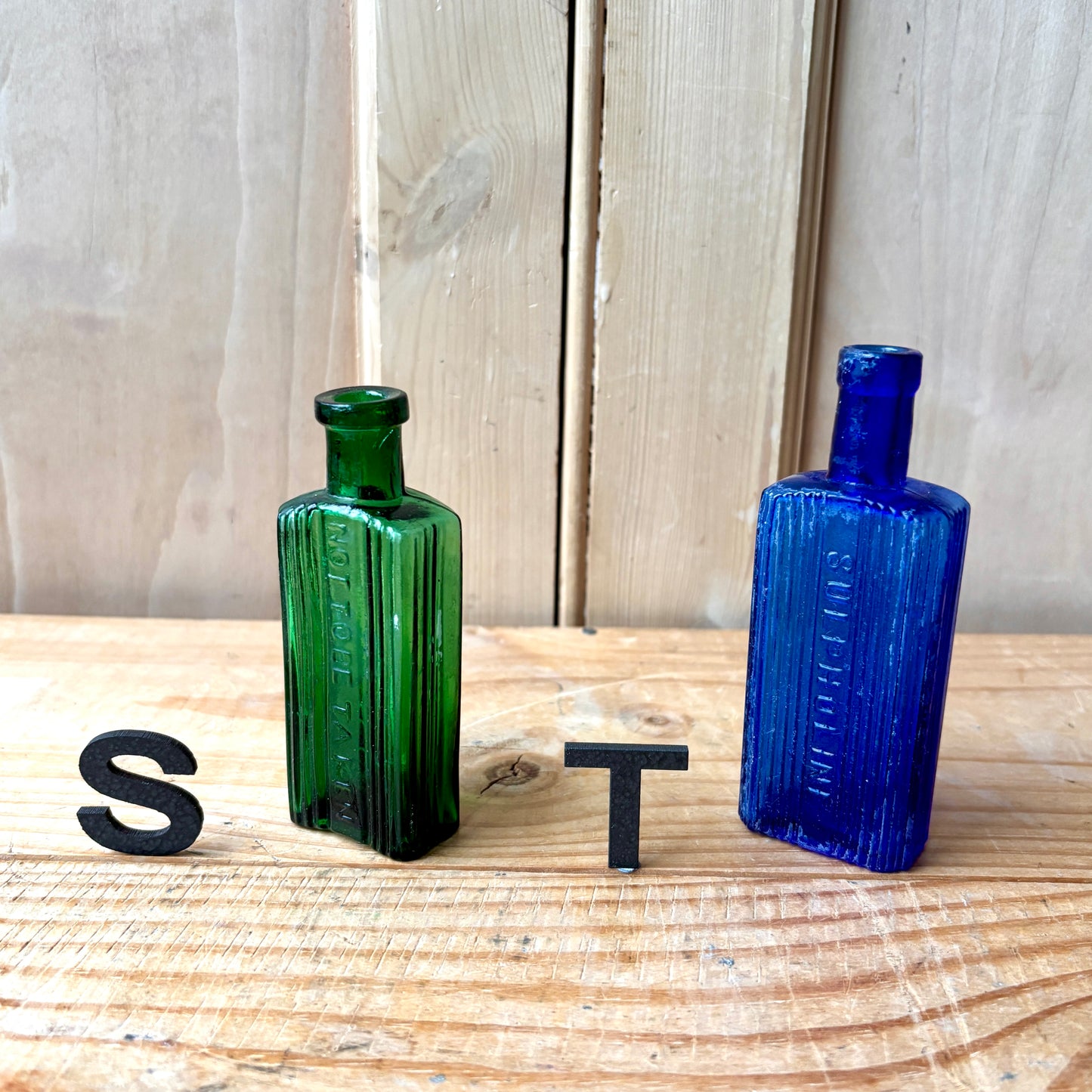 Vintage chemist and poison bottles