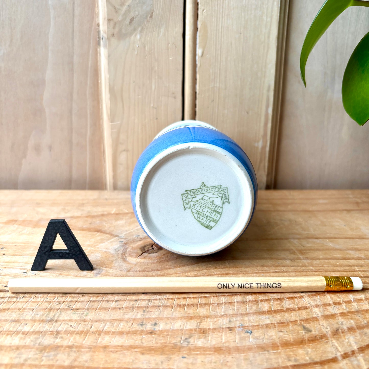 Vintage TG Green Blue and White Salt Shaker, Sugar Shaker