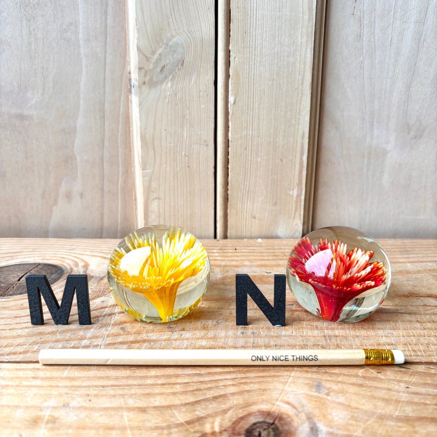 Vintage handblown glass paperweights