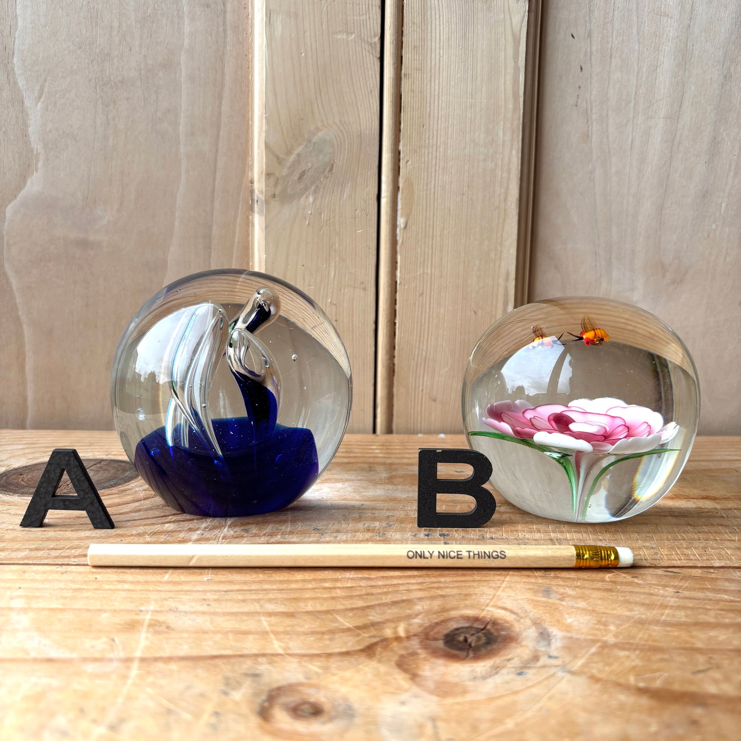 Vintage handblown glass paperweights
