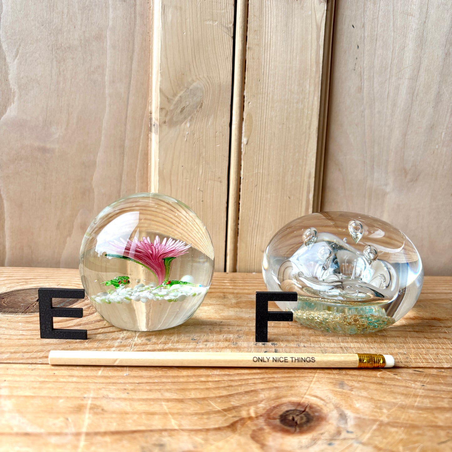 Vintage handblown glass paperweights