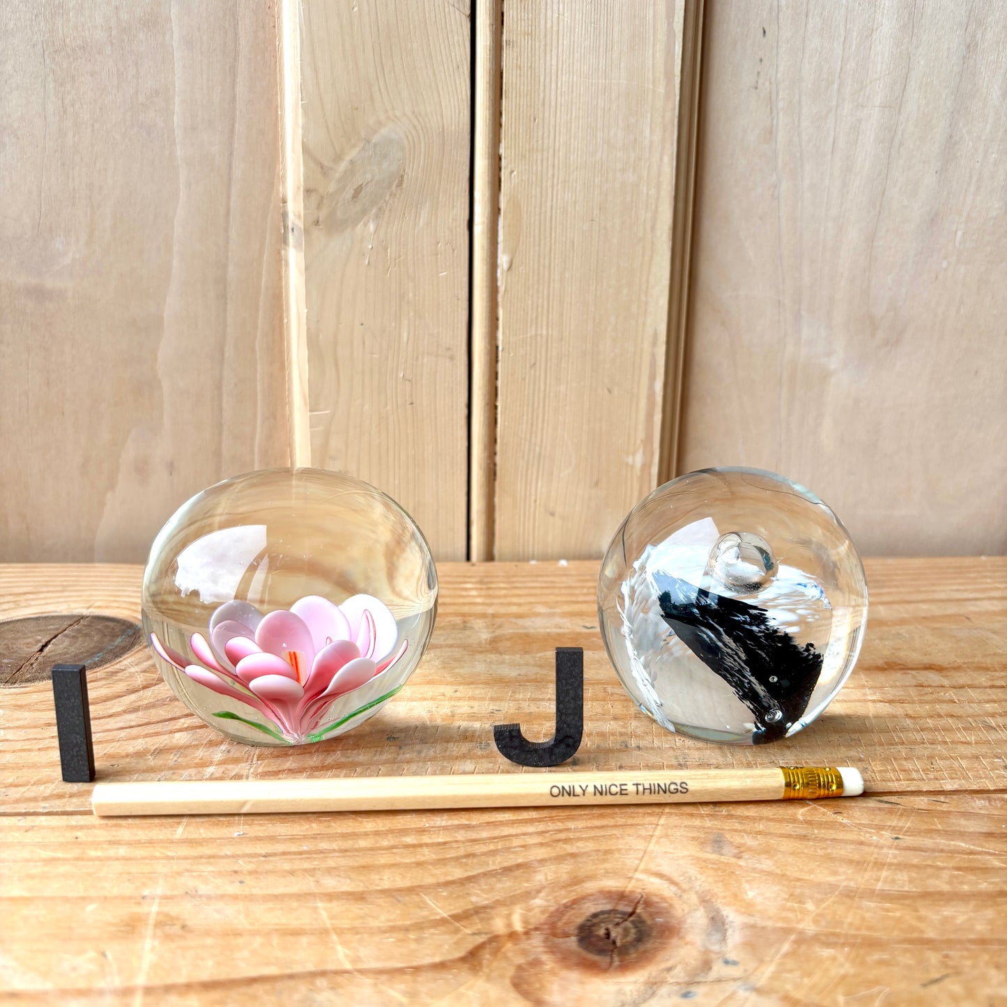 Vintage handblown glass paperweights