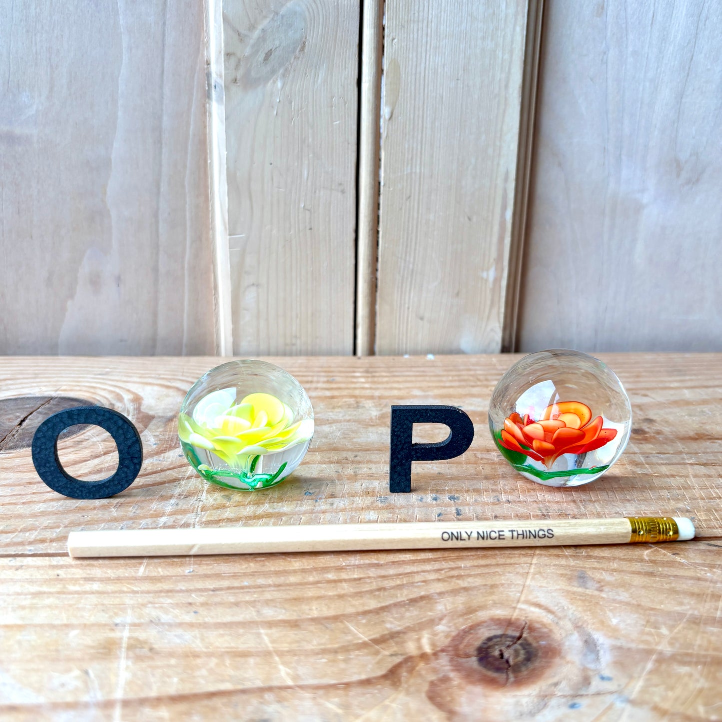 Vintage handblown glass paperweights