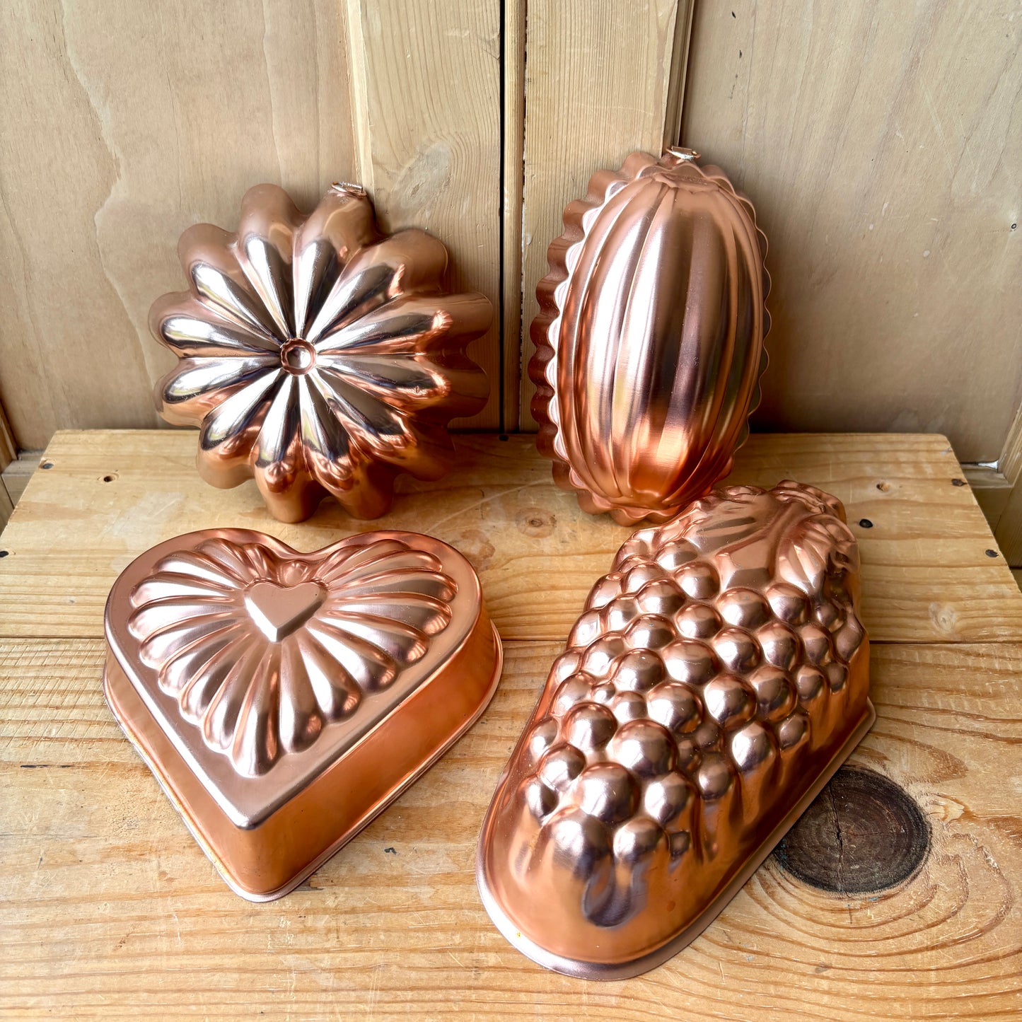 Set of Four Aluminum Jelly Moulds