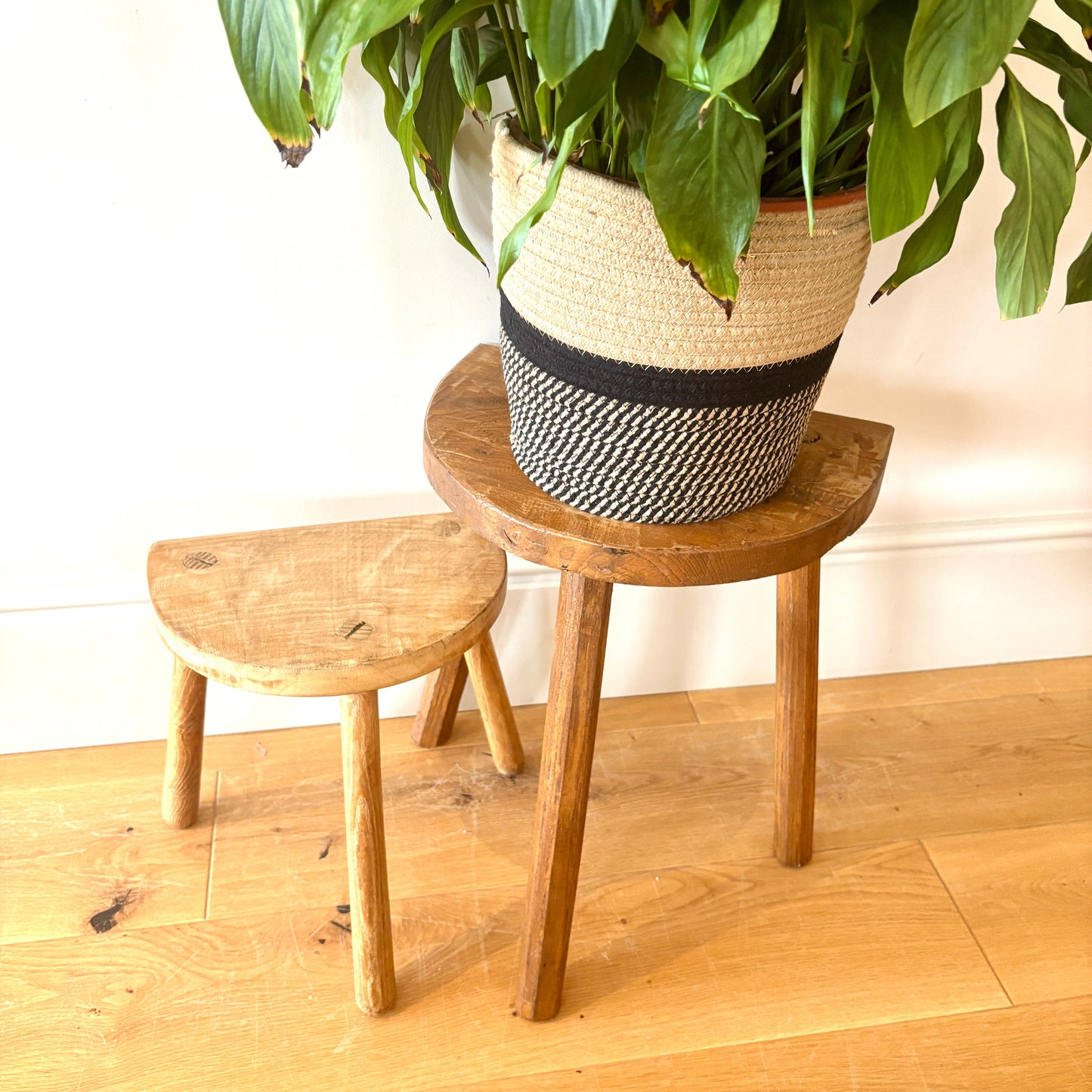 Vintage French Rustic Tripod Stools