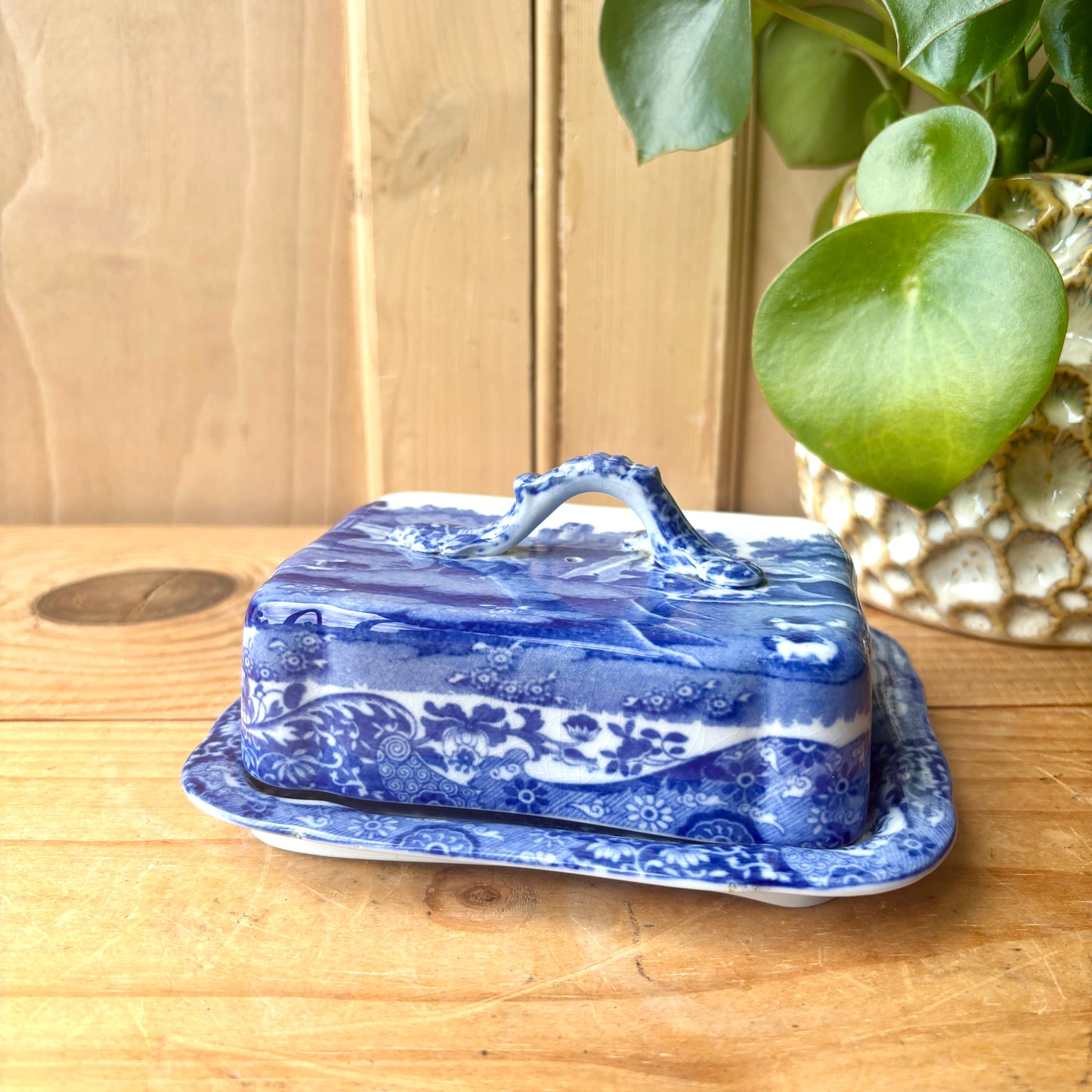 Vintage Blue & White Cheese Dish