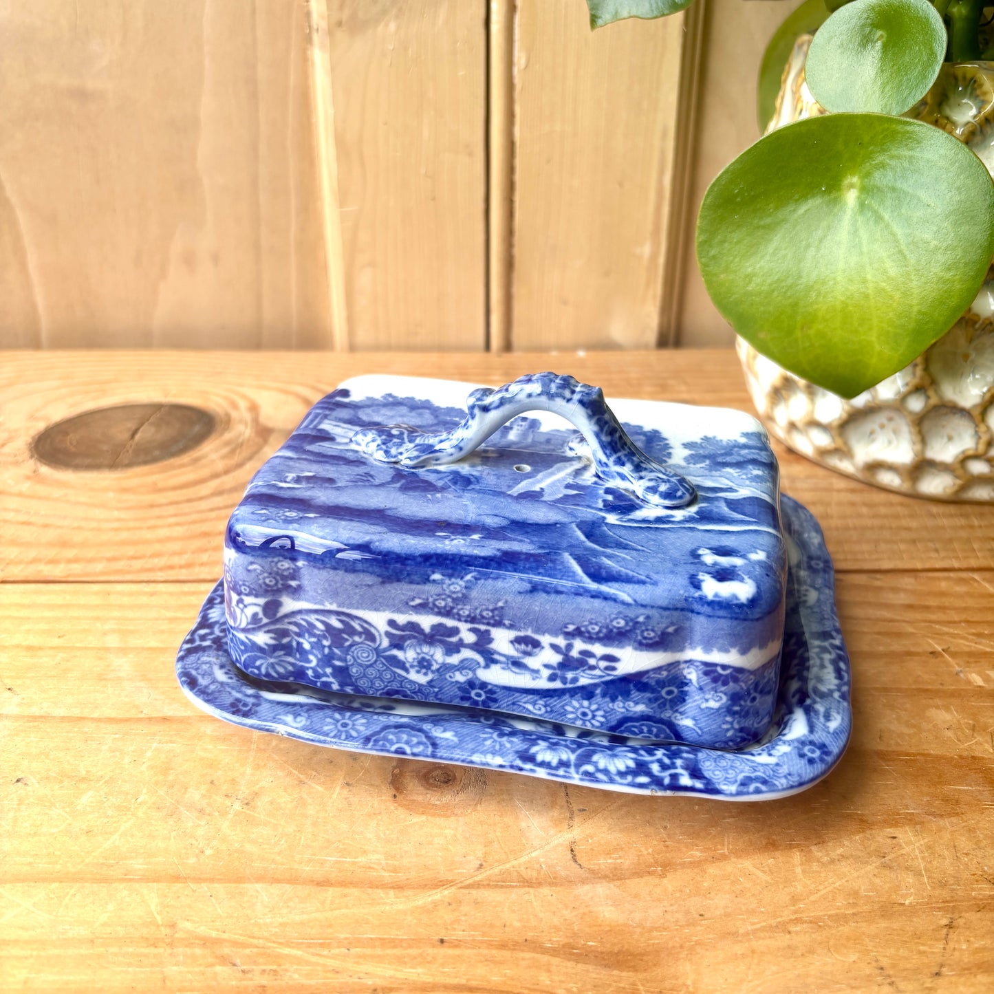 Vintage Blue & White Cheese Dish
