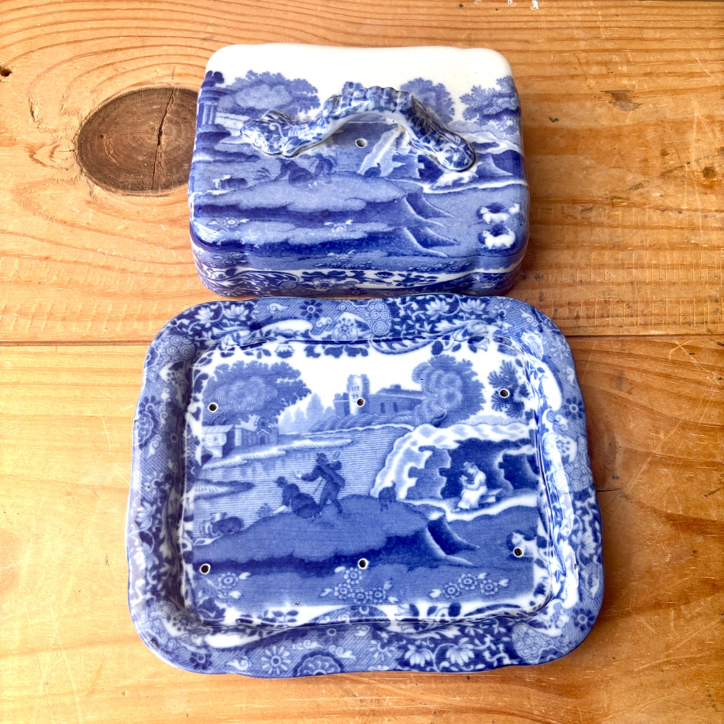 Vintage Blue & White Cheese Dish