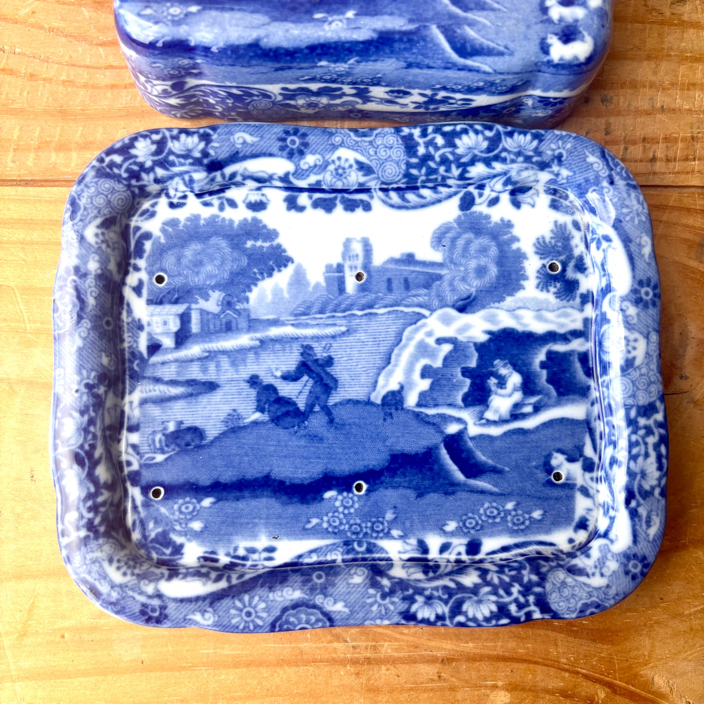 Vintage Blue & White Cheese Dish
