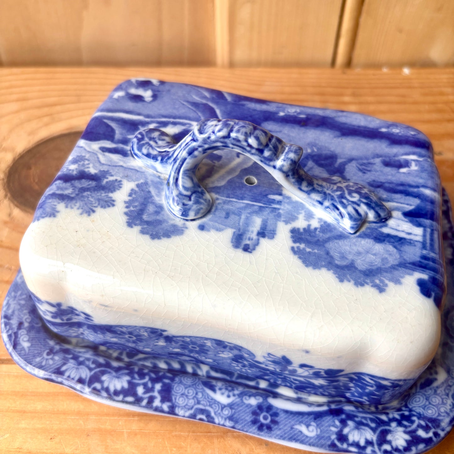 Vintage Blue & White Cheese Dish