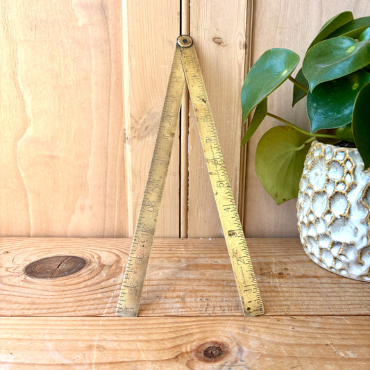 Vintage Solid Brass Folding Rule