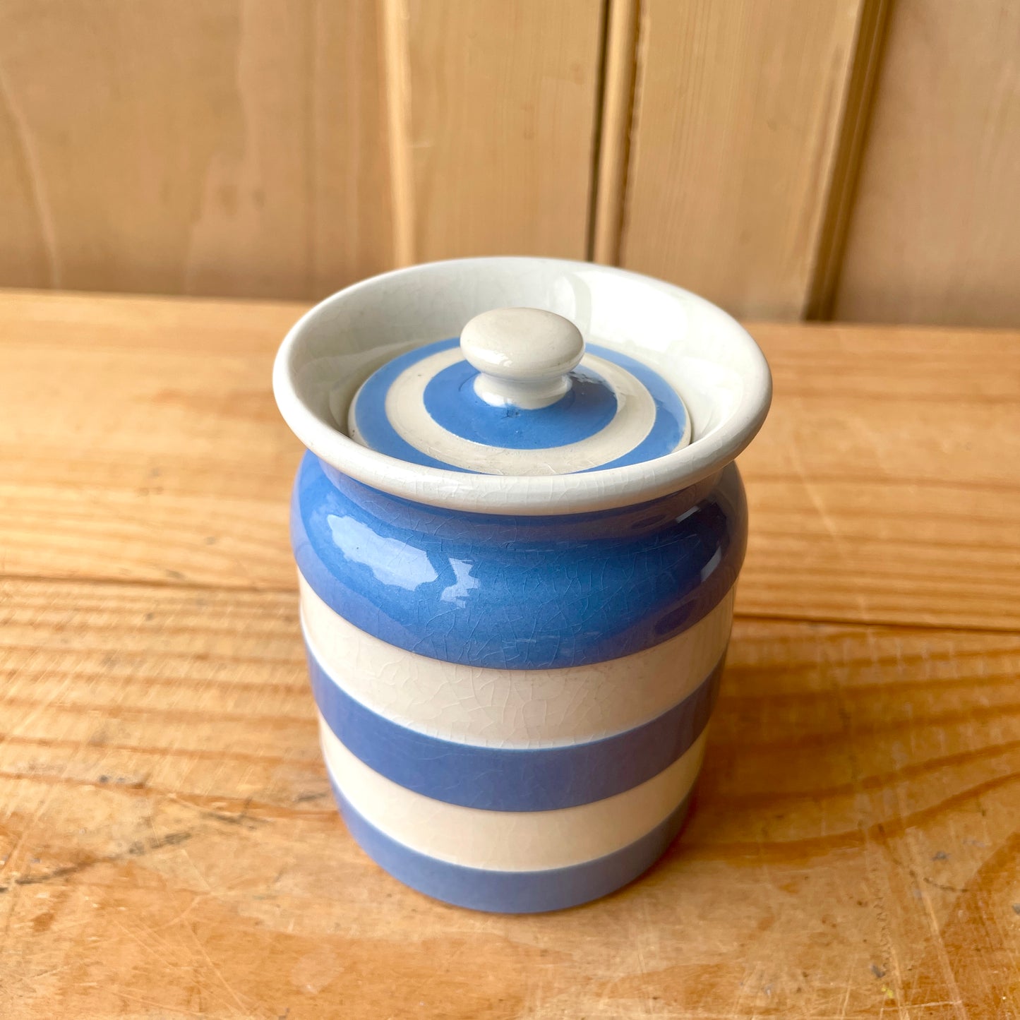 TG Green Blue and White Small Canister