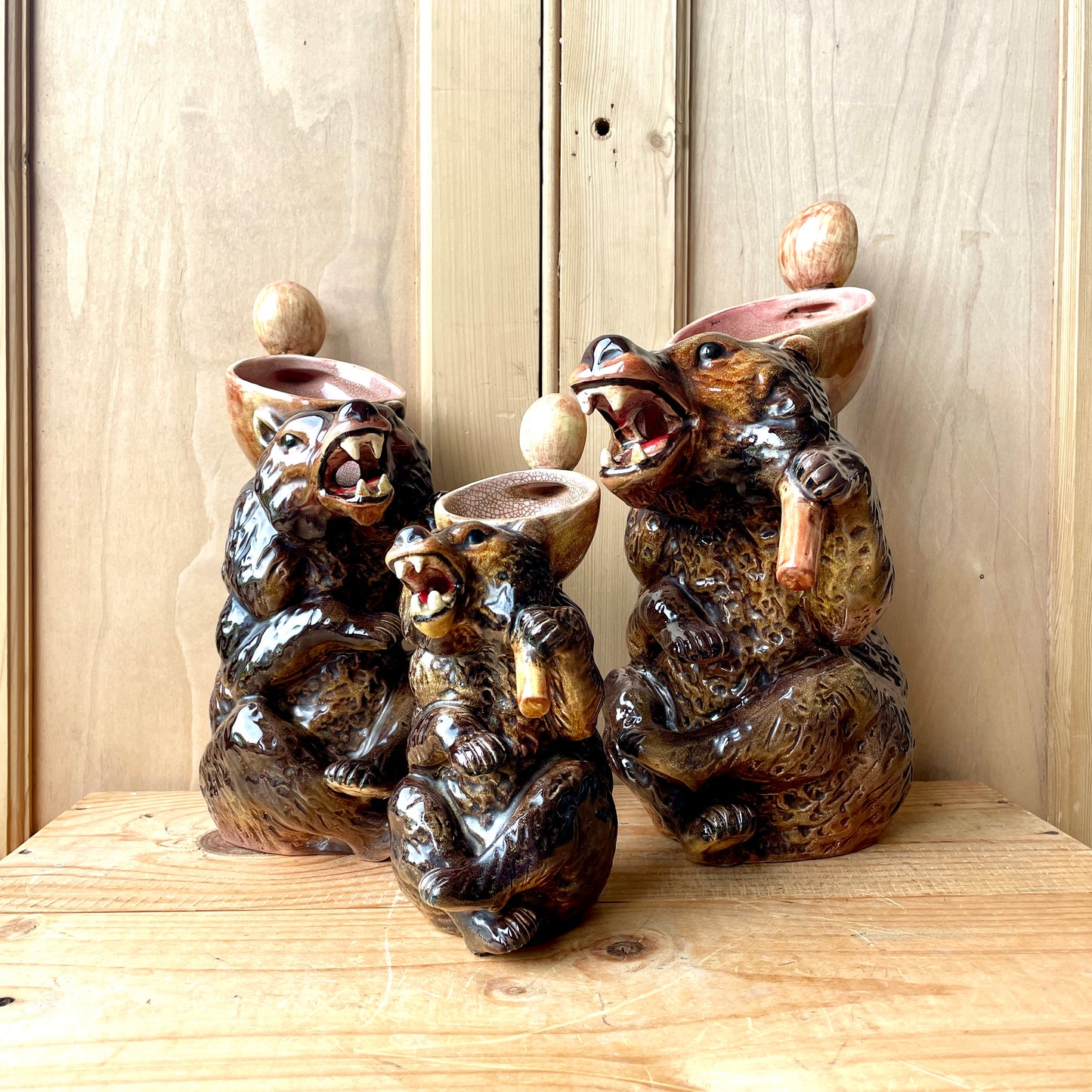 Set of Three Antique Joseph Holdcroft Syrup Jugs
