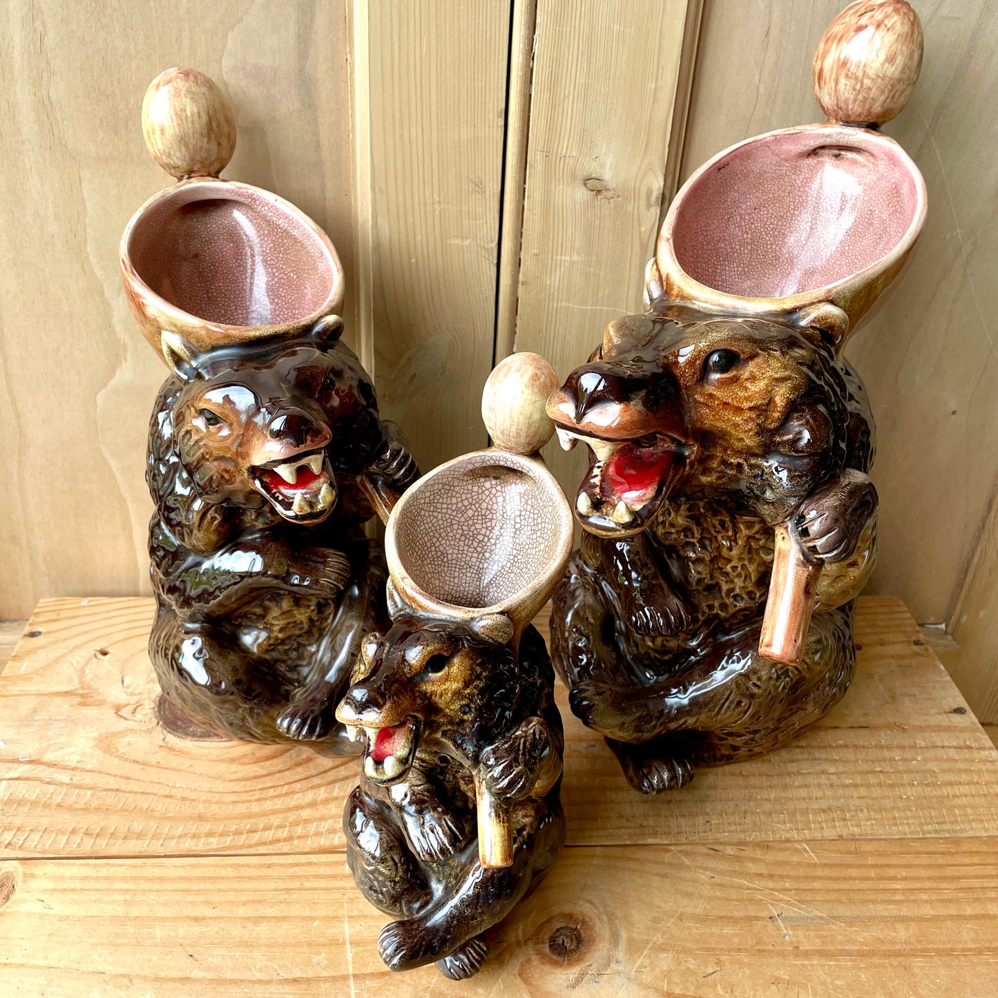 Set of Three Antique Joseph Holdcroft Syrup Jugs